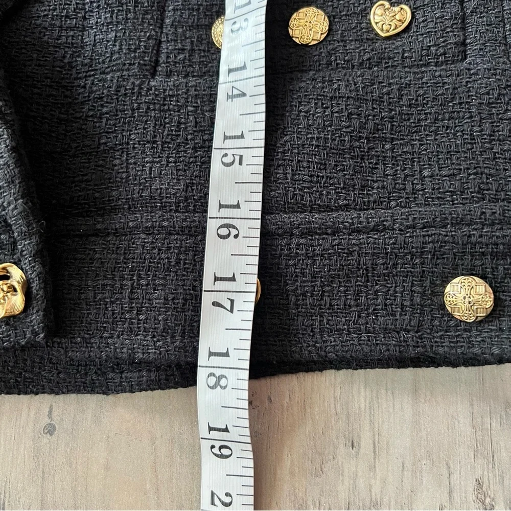 ZARA NEW Women’s CROPPED BUTTONED Textured Tweed BLAZER JACKET BLACK Size Small - Picture 15 of 16